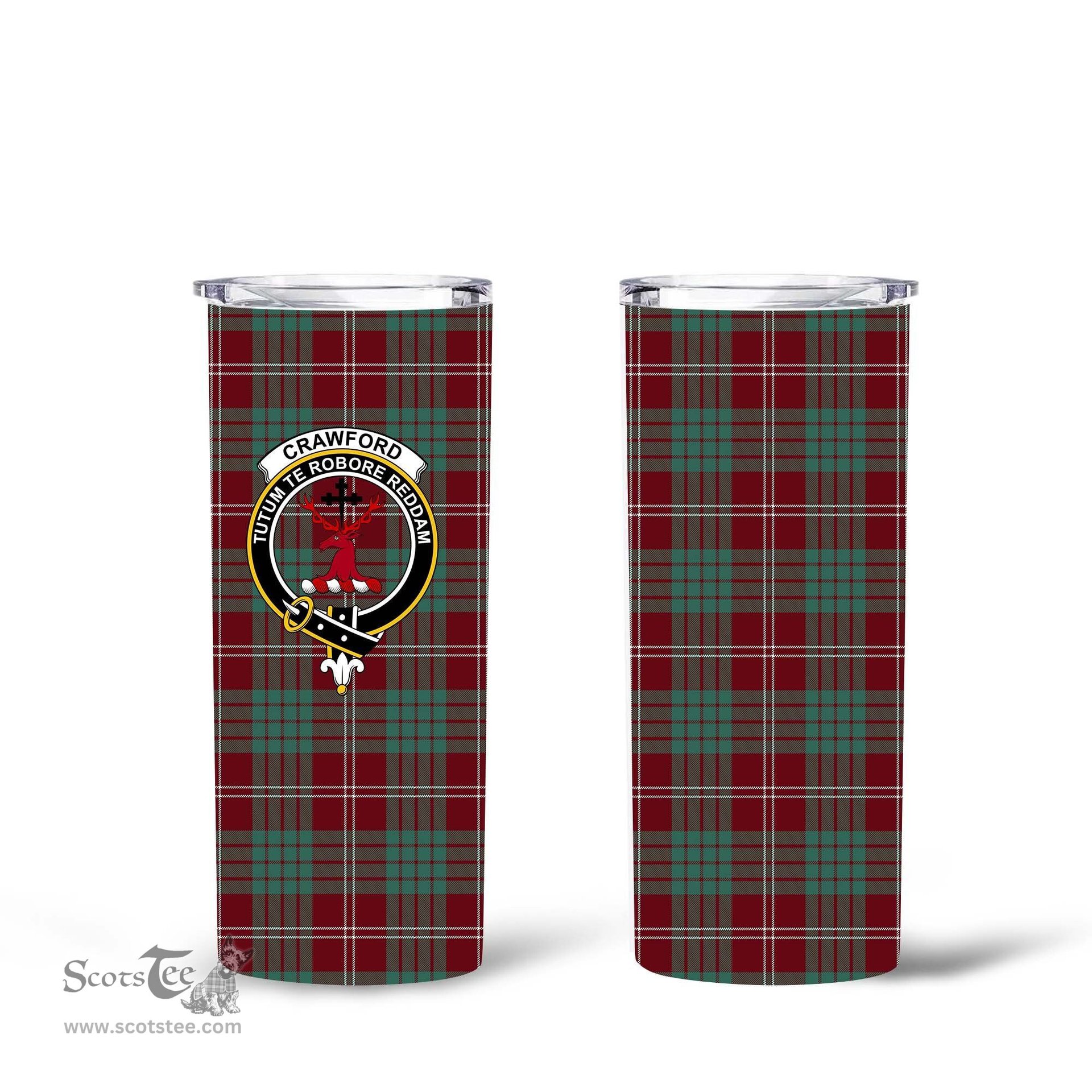 Scottish Crawford Clan Tartan Tumbler - Tall Glitter Tumbler Scottish Plaid Tartan Plaid