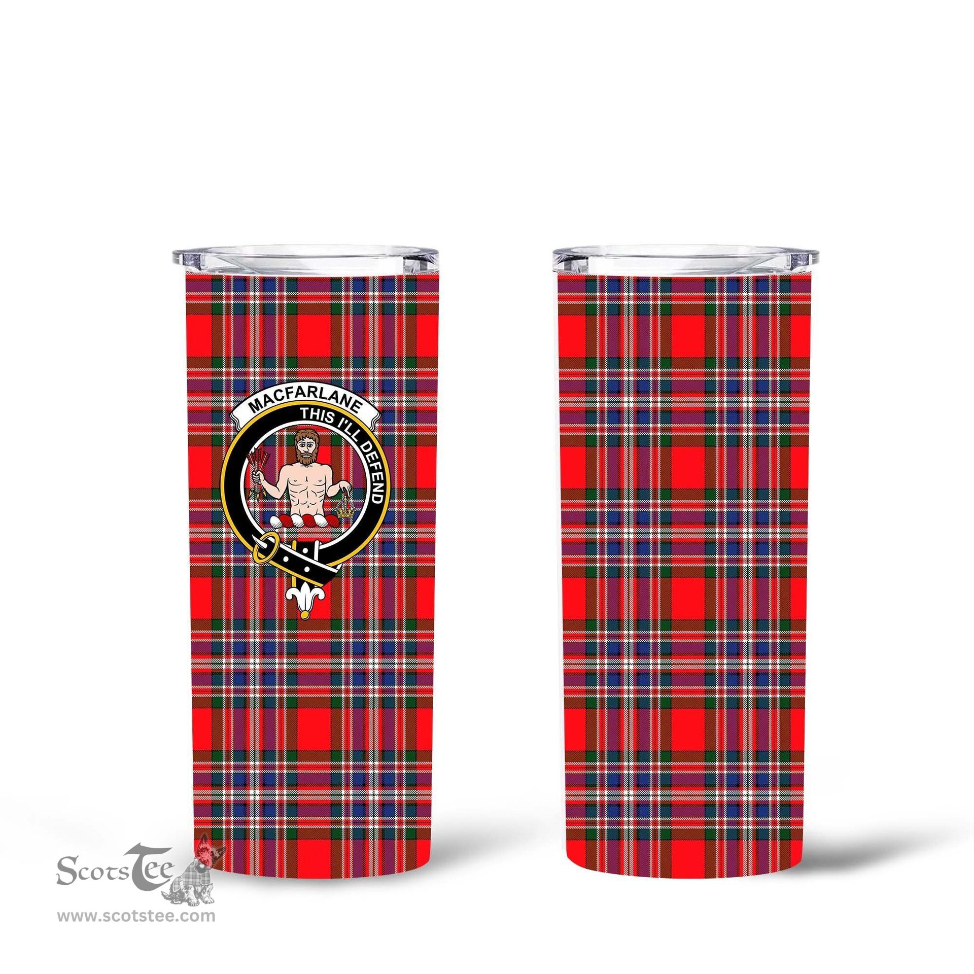 Scottish MacFarlane Clan Tartan Tumbler - Tall Glitter Tumbler Scottish Plaid Tartan Plaid