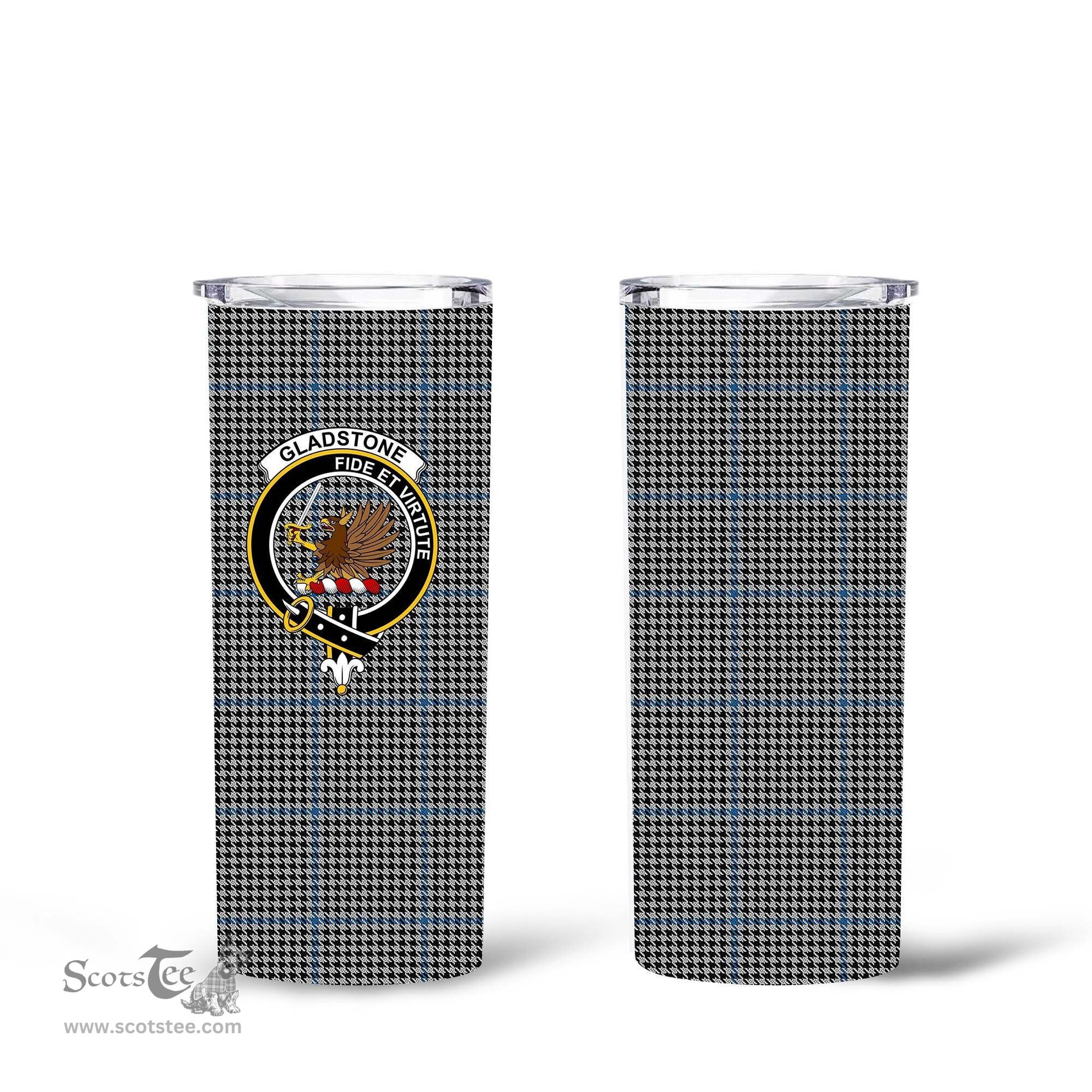 Scottish Gladstone Clan Tartan Tumbler - Tall Glitter Tumbler Scottish Plaid Tartan Plaid