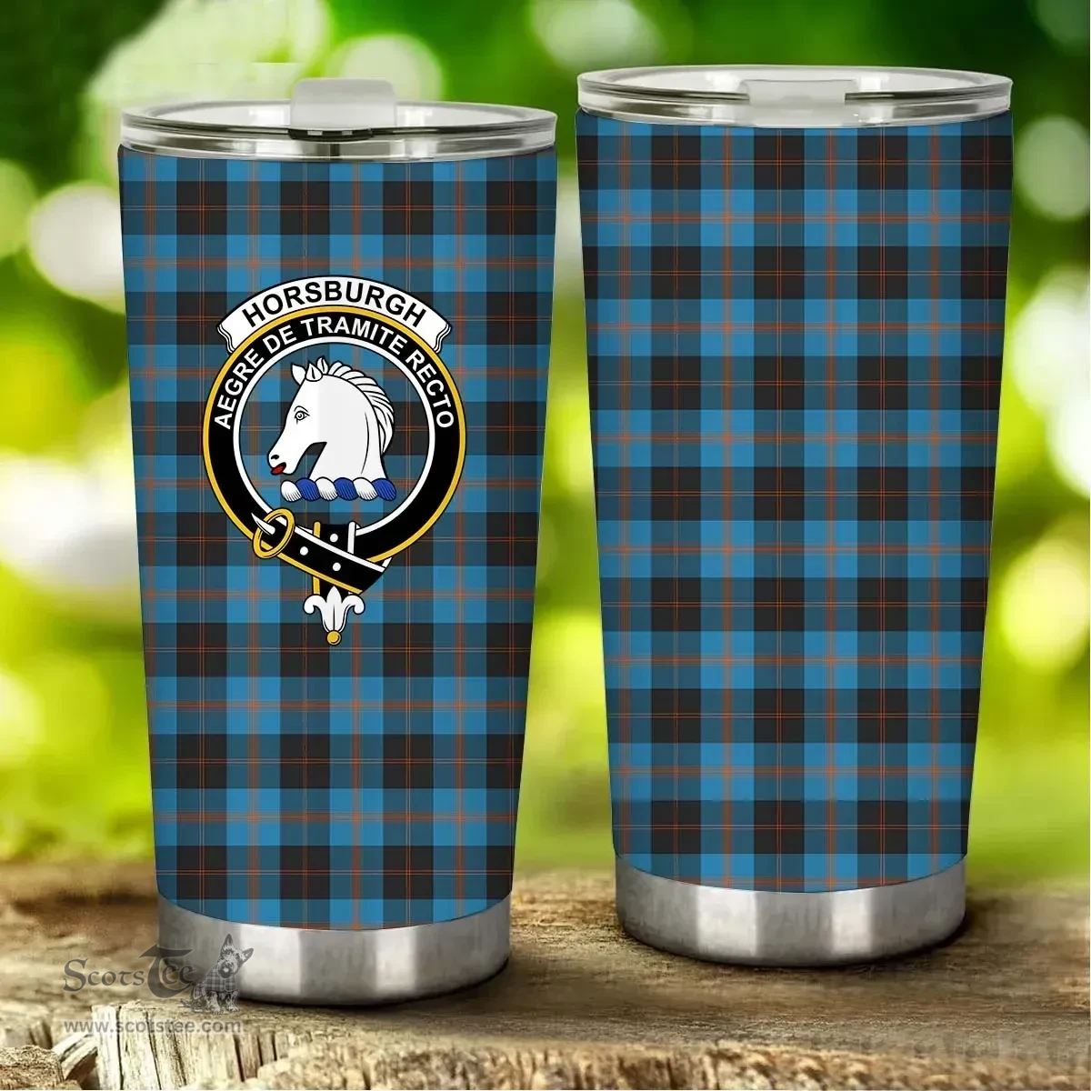 Scottish Horsburgh Clan Tartan Tumbler - Stainless Steel Glitter Tumbler Scottish Plaid Tartan Plaid