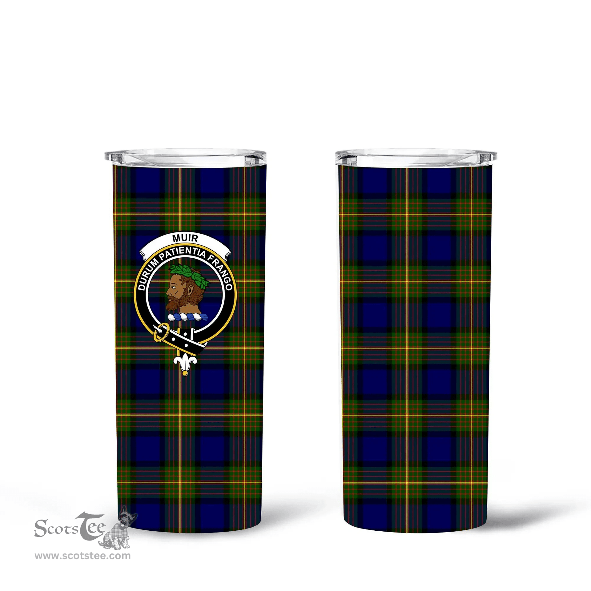 Scottish Muir Clan Tartan Tumbler - Tall Glitter Tumbler Scottish Plaid Tartan Plaid