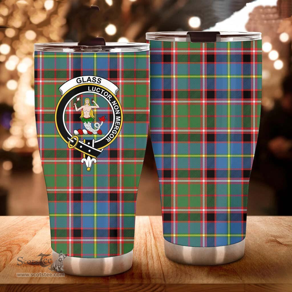Scottish Glass Clan Tartan Tumbler - Curved Glitter Tumbler Scottish Plaid Tartan Plaid