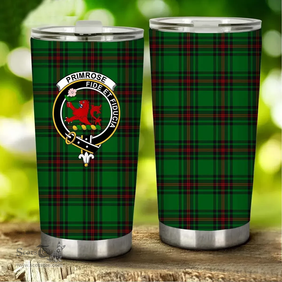 Scottish Primrose Clan Tartan Tumbler - Stainless Steel Glitter Tumbler Scottish Plaid Tartan Plaid