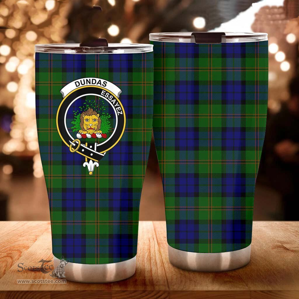Scottish Dundas Clan Tartan Tumbler - Curved Glitter Tumbler Scottish Plaid Tartan Plaid