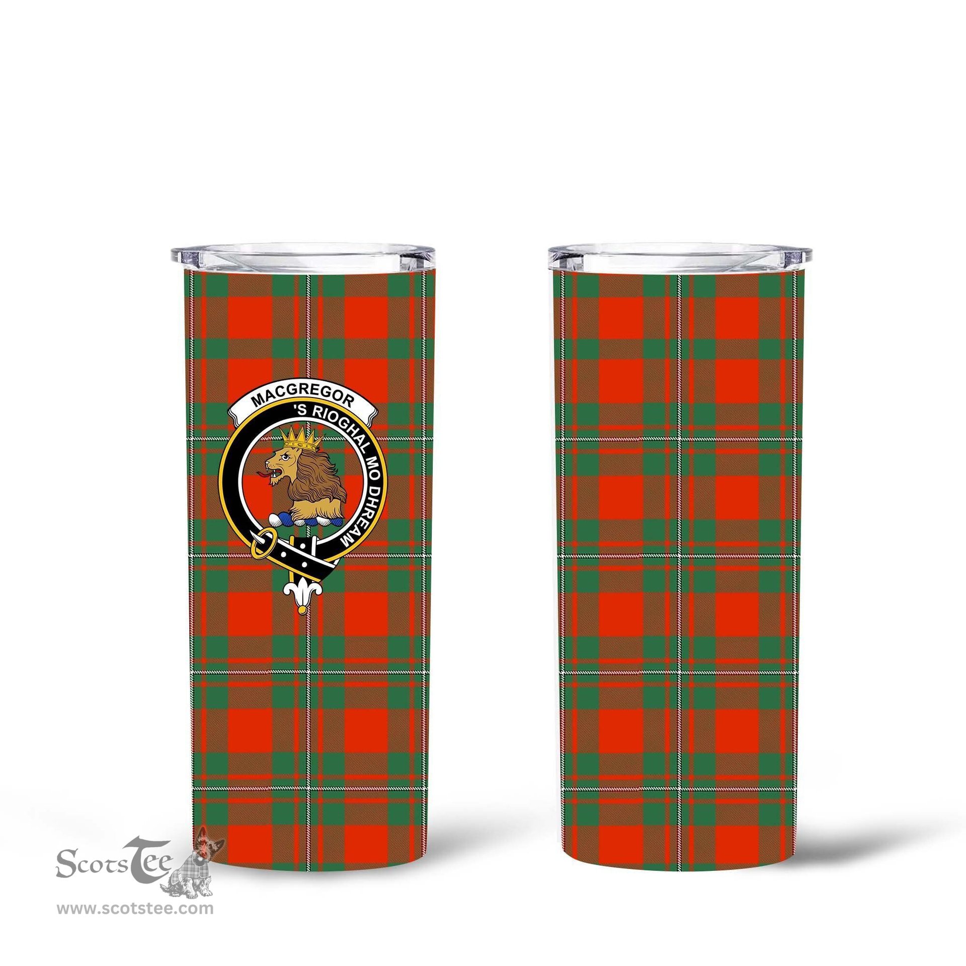 Scottish MacGregor Clan Tartan Tumbler - Tall Glitter Tumbler Scottish Plaid Tartan Plaid