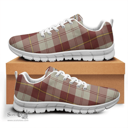 Scottish Cunningham Burgundy Dancers Clan Tartan Sneakers - Crest Classic Scottish Plaid Tartan Plaid