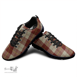 Scottish Cunningham Burgundy Dancers Clan Tartan Sneakers - Crest Classic Scottish Plaid Tartan Plaid