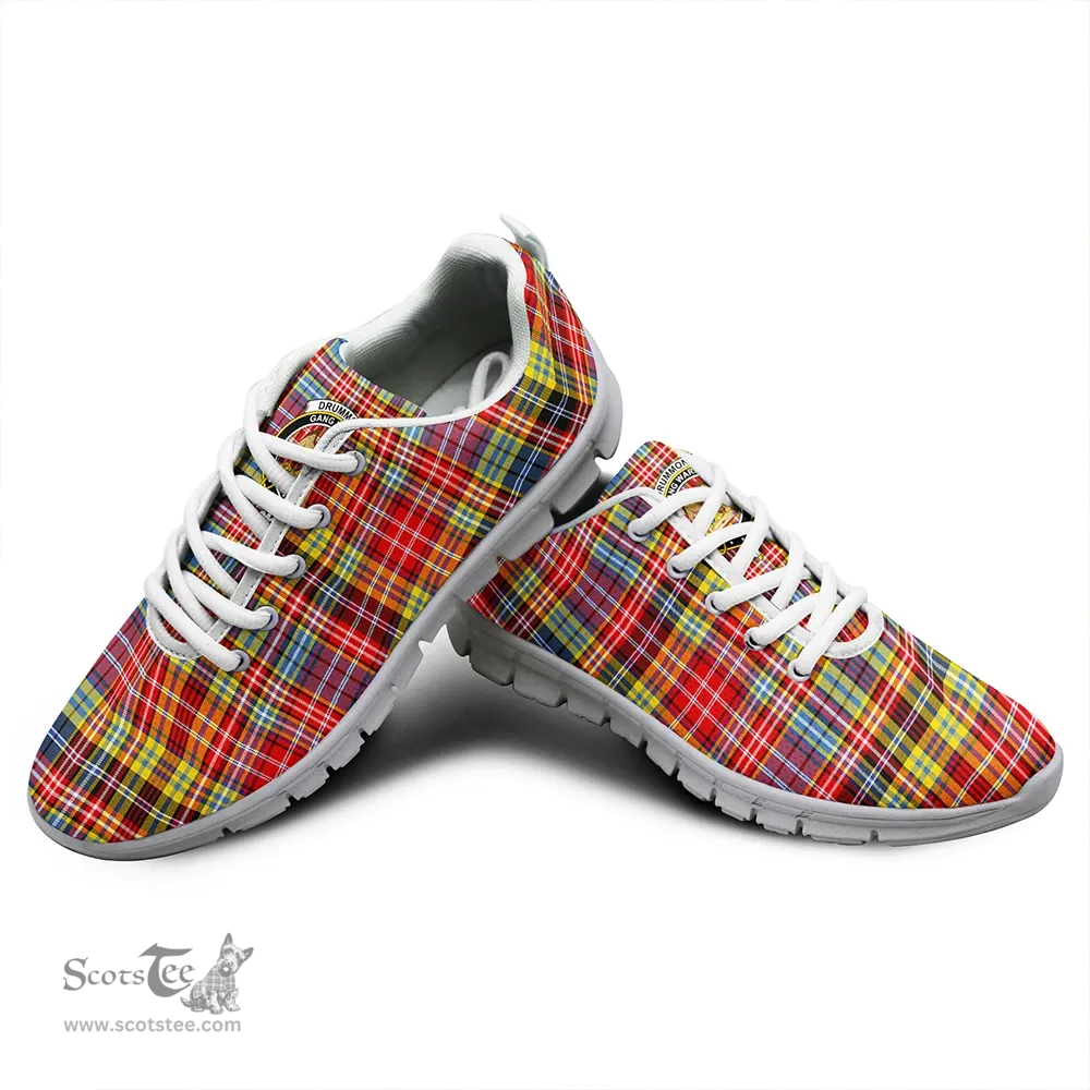 Scottish Drummond of Strathallan Clan Tartan Sneakers - Crest Classic Scottish Plaid Tartan Plaid
