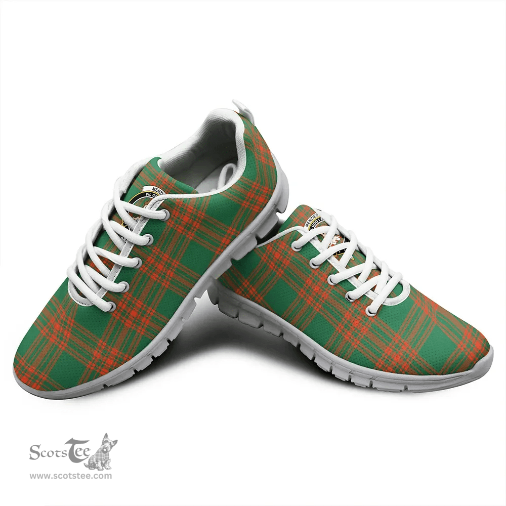Scottish Menzies Green Ancient Clan Tartan Sneakers - Crest Classic Scottish Plaid Tartan Plaid