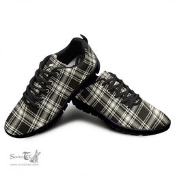 Scottish Menzies Black & White Ancient Clan Tartan Sneakers - Crest Classic Scottish Plaid Tartan Plaid