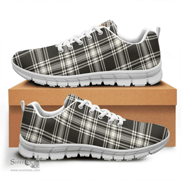 Scottish Menzies Black & White Ancient Clan Tartan Sneakers - Crest Classic Scottish Plaid Tartan Plaid