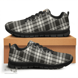 Scottish Menzies Black & White Ancient Clan Tartan Sneakers - Crest Classic Scottish Plaid Tartan Plaid