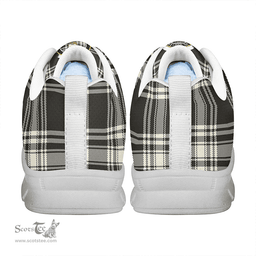 Scottish Menzies Black & White Ancient Clan Tartan Sneakers - Crest Classic Scottish Plaid Tartan Plaid