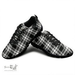 Scottish Menzies Black & White Modern Clan Tartan Sneakers - Crest Classic Scottish Plaid Tartan Plaid