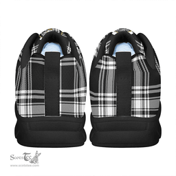 Scottish Menzies Black & White Modern Clan Tartan Sneakers - Crest Classic Scottish Plaid Tartan Plaid