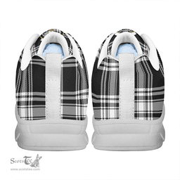 Scottish Menzies Black & White Modern Clan Tartan Sneakers - Crest Classic Scottish Plaid Tartan Plaid