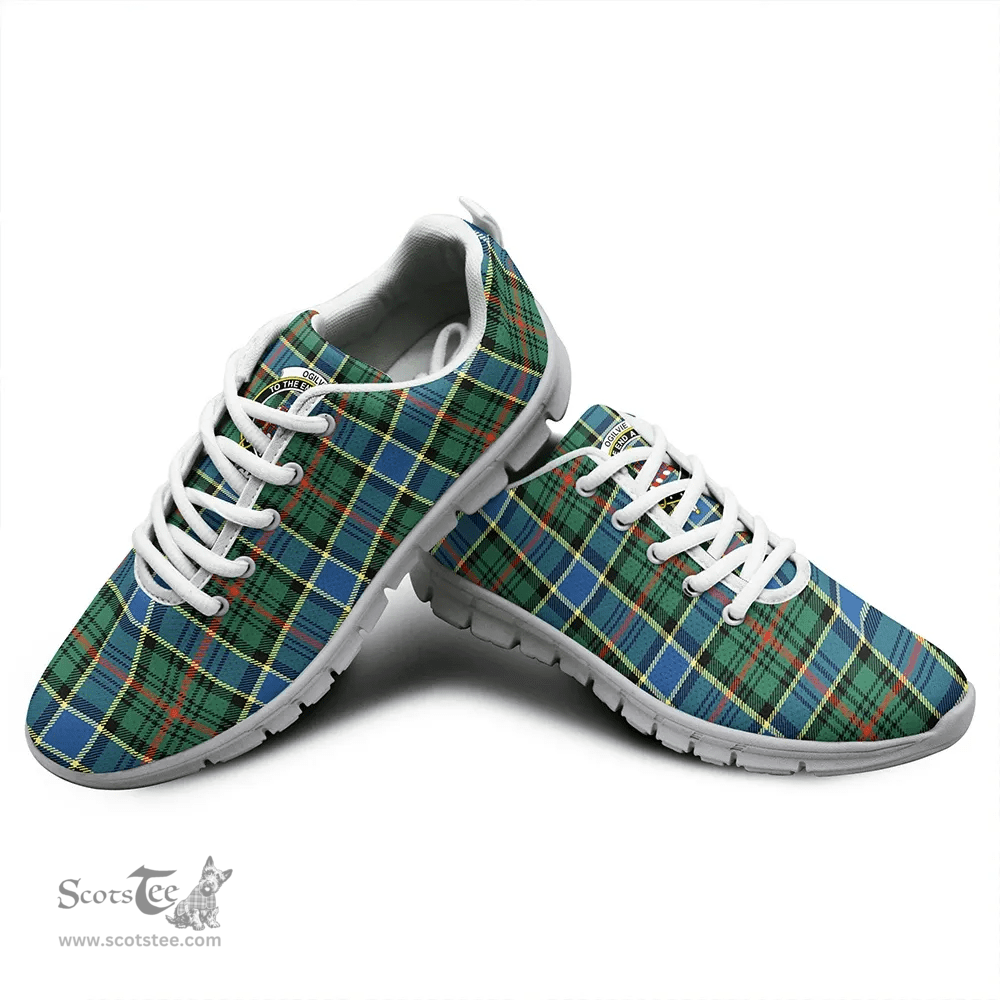 Scottish Ogilvie Hunting Modern Clan Tartan Sneakers - Crest Classic Scottish Plaid Tartan Plaid