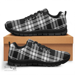 Scottish Menzies Black And White Modern Clan Tartan Sneakers - Classic Scottish Plaid Tartan Plaid