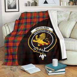 Scottish Nicolson Ancient Clan Tartan Blanket - Wave Style Scottish Plaid Tartan Plaid