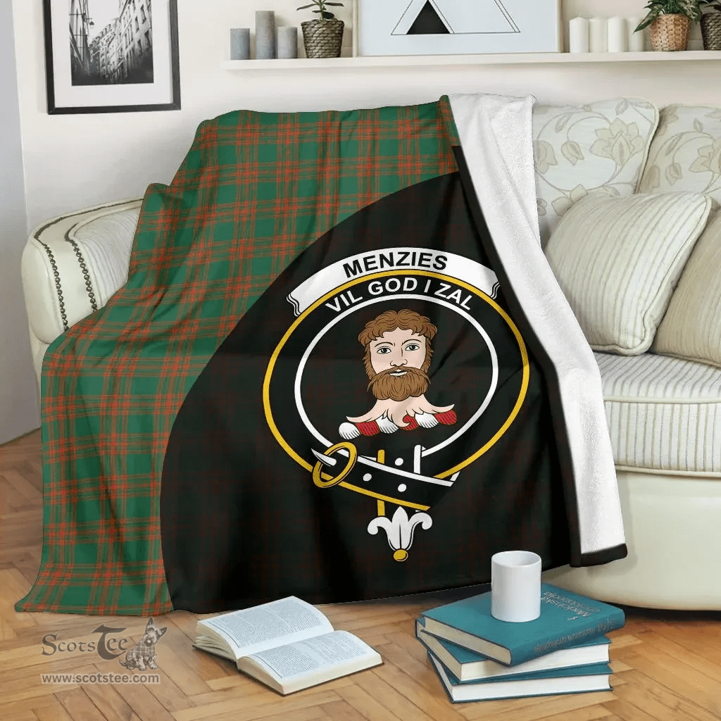 Scottish Menzies Green Ancient Clan Tartan Blanket - Wave Style Scottish Plaid Tartan Plaid