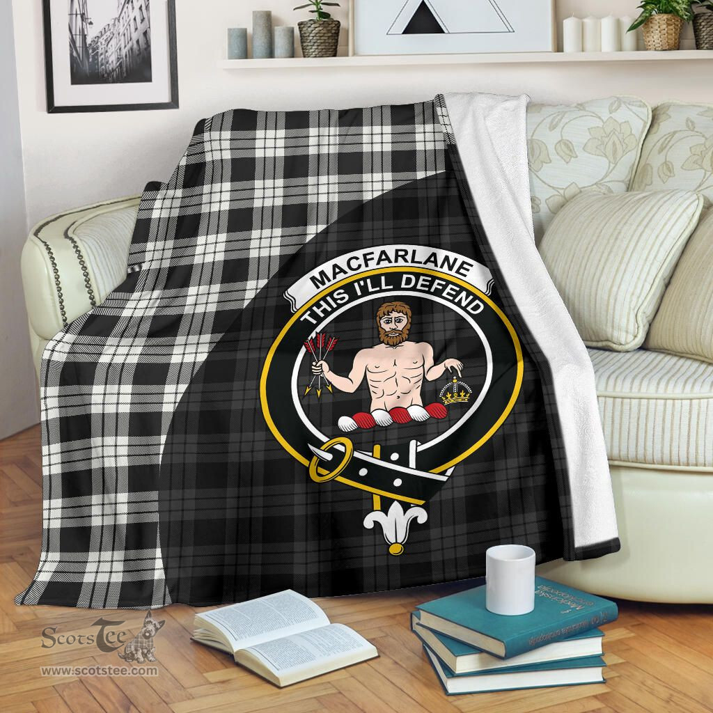 Scottish MacFarlane Black & White Ancient Clan Tartan Blanket - Wave Style Scottish Plaid Tartan Plaid