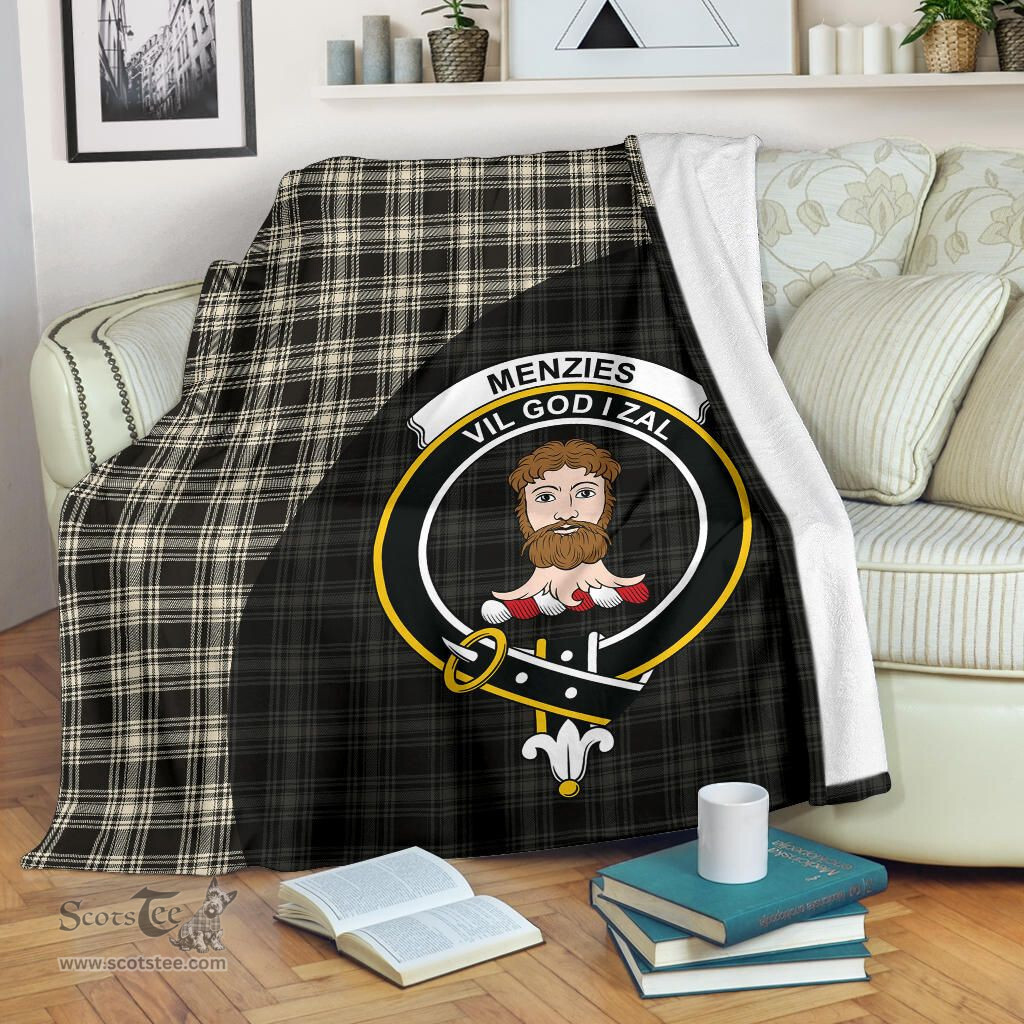 Scottish Menzies Black & White Ancient Clan Tartan Blanket - Wave Style Scottish Plaid Tartan Plaid