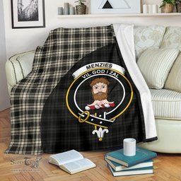 Scottish Menzies Black & White Ancient Clan Tartan Blanket - Wave Style Scottish Plaid Tartan Plaid