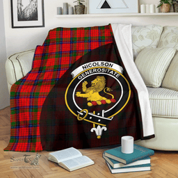 Scottish Nicolson Modern Clan Tartan Blanket - Wave Style Scottish Plaid Tartan Plaid