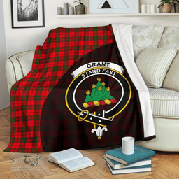 Scottish Grant Modern Clan Tartan Blanket - Wave Style Scottish Plaid Tartan Plaid