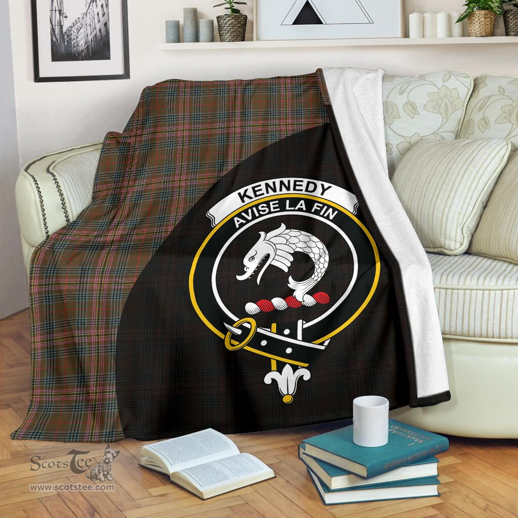 Scottish Kennedy Weathered Clan Tartan Blanket - Wave Style Scottish Plaid Tartan Plaid