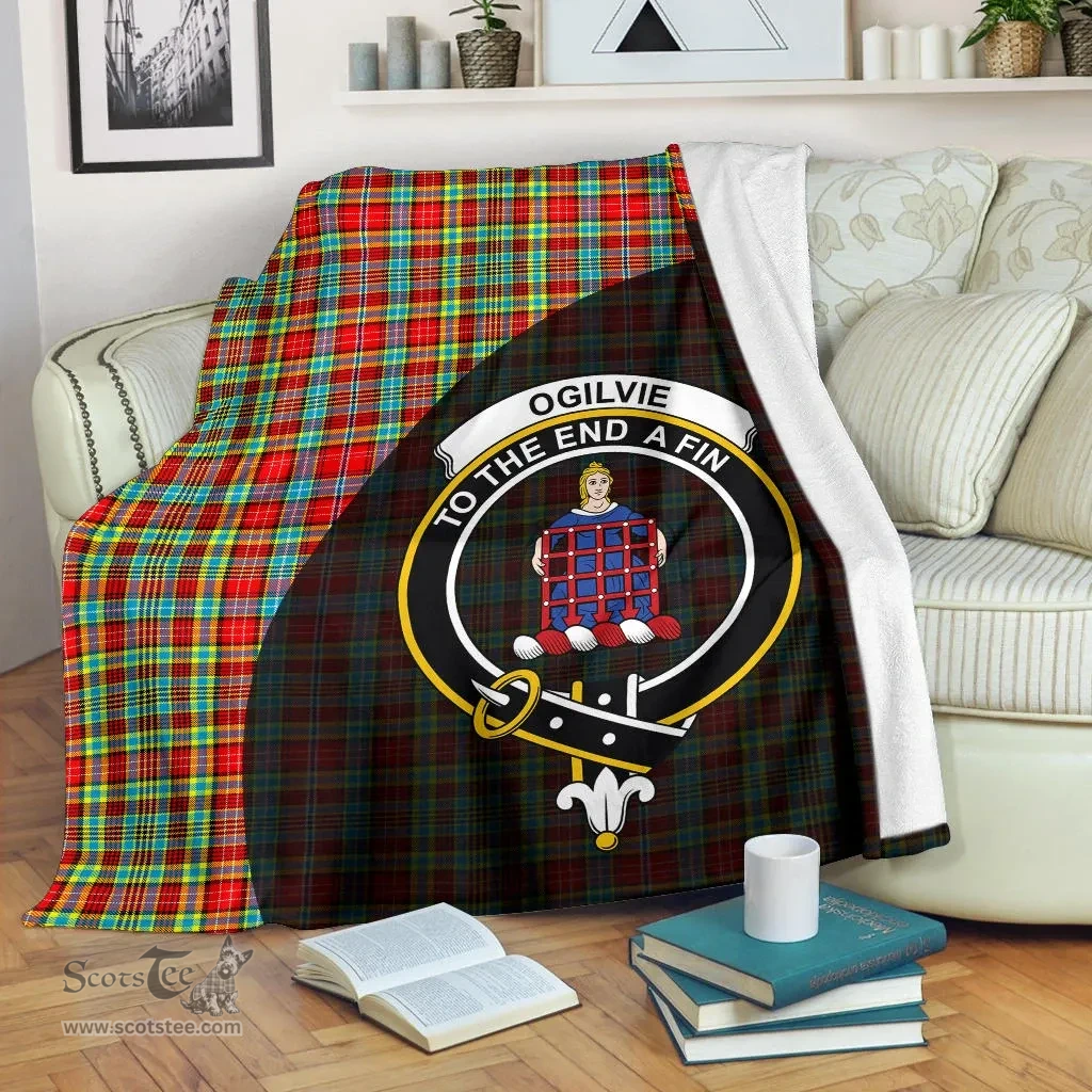 Scottish Ogilvie Clan Tartan Blanket - Wave Style Scottish Plaid Tartan Plaid