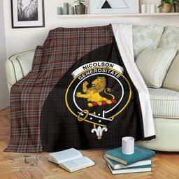 Scottish Nicolson Hunting Weathered Clan Tartan Blanket - Wave Style Scottish Plaid Tartan Plaid