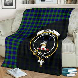 Scottish Sempill Modern Clan Tartan Blanket - Wave Style Scottish Plaid Tartan Plaid