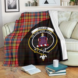 Scottish Ogilvie of Airlie Ancient Clan Tartan Blanket - Wave Style Scottish Plaid Tartan Plaid