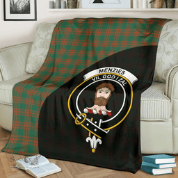 Scottish Menzies Green Ancient Clan Tartan Blanket - Wave Style Scottish Plaid Tartan Plaid