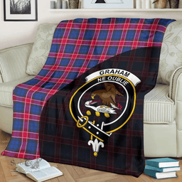 Scottish Graham of Menteith Red Clan Tartan Blanket - Wave Style Scottish Plaid Tartan Plaid