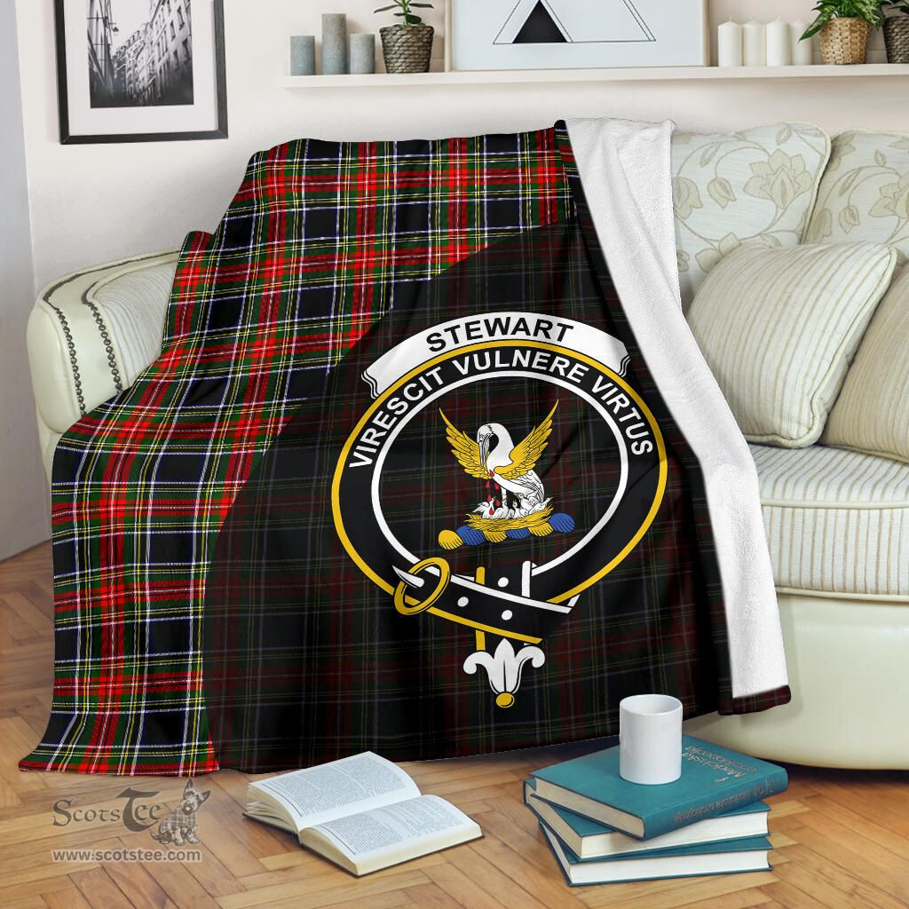 Scottish Stewart Black Clan Tartan Blanket - Wave Style Scottish Plaid Tartan Plaid
