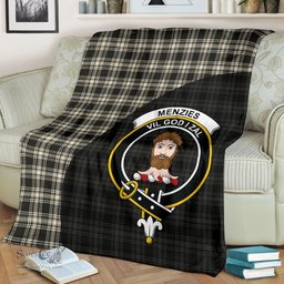 Scottish Menzies Black & White Ancient Clan Tartan Blanket - Wave Style Scottish Plaid Tartan Plaid