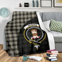 Scottish Menzies Black & White Ancient Clan Tartan Blanket - Wave Style Scottish Plaid Tartan Plaid