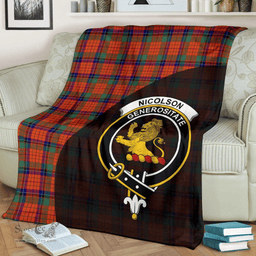 Scottish Nicolson Ancient Clan Tartan Blanket - Wave Style Scottish Plaid Tartan Plaid
