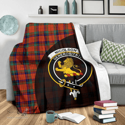 Scottish Nicolson Ancient Clan Tartan Blanket - Wave Style Scottish Plaid Tartan Plaid