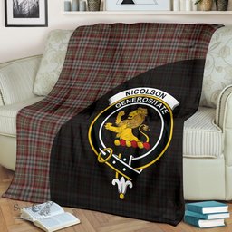 Scottish Nicolson Hunting Weathered Clan Tartan Blanket - Wave Style Scottish Plaid Tartan Plaid