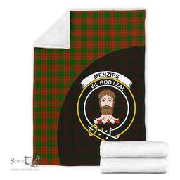 Scottish Menzies Green Modern Clan Tartan Blanket - Wave Style Scottish Plaid Tartan Plaid