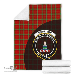 Scottish Morrison Red Modern Clan Tartan Blanket - Wave Style Scottish Plaid Tartan Plaid
