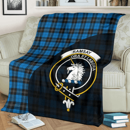 Scottish Ramsay Blue Ancient Clan Tartan Blanket - Wave Style Scottish Plaid Tartan Plaid