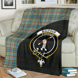 Scottish Balfour Blue Clan Tartan Blanket - Wave Style Scottish Plaid Tartan Plaid