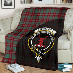 Scottish Crawford Modern Clan Tartan Blanket - Wave Style Scottish Plaid Tartan Plaid
