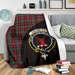 Scottish Crawford Modern Clan Tartan Blanket - Wave Style Scottish Plaid Tartan Plaid
