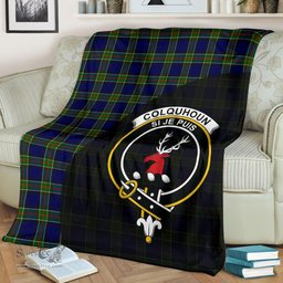 Scottish Colquhoun Modern Clan Tartan Blanket - Wave Style Scottish Plaid Tartan Plaid