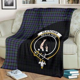 Scottish Fletcher Modern Clan Tartan Blanket - Wave Style Scottish Plaid Tartan Plaid